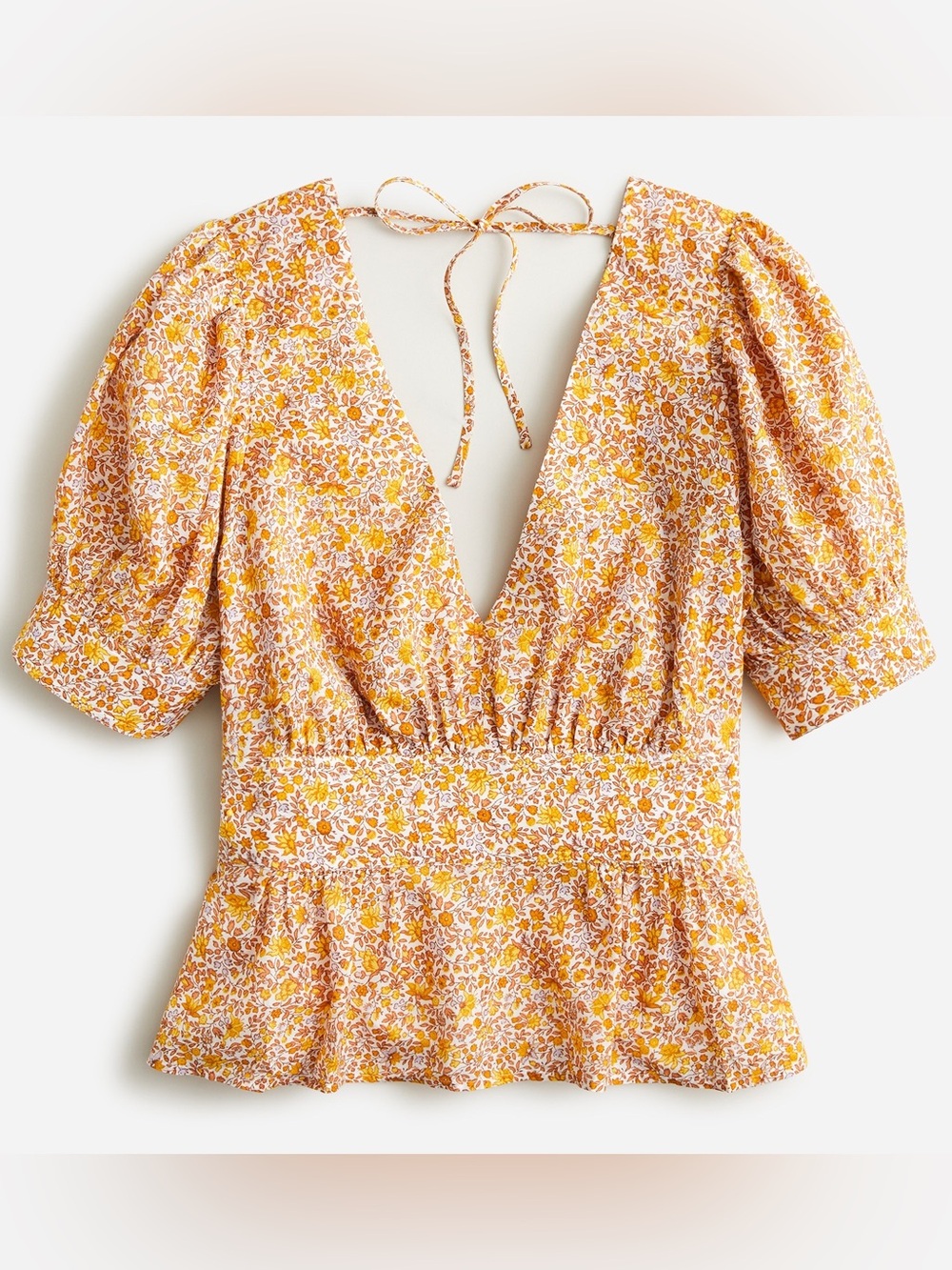 J. Crew Puff Sleeve V-Neck Top in Scattered Blooms Size 12